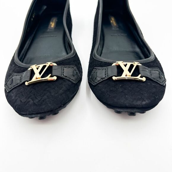 Louis Vuitton Black Leather Monogram Flats LV Size 39, 9 - Picture 4 of 13